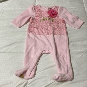 Juicy Couture Pink Velour Lace Sleeper 0-3m